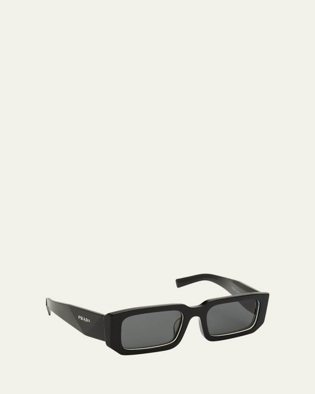 Logo Acetate Rectangle Sunglasses
